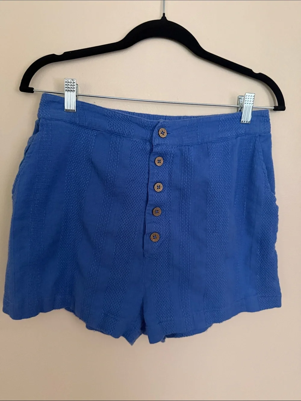 Free People Blue Textured Two-Piece Loungewear Set